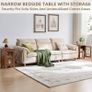 Slim Bedside Table, Farmhouse Nightstand, Glass Door Narrow Bedside Table with Storage, Brown Slim Bedside Cabinets with Adjustable Shelf, Small Side Tables Image 4