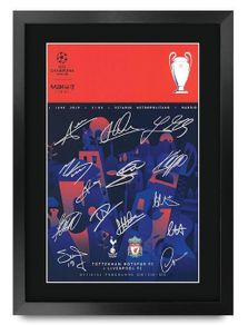 Liverpool FC 2019 European Cup Final Signed Framed Programme Printed Poster (A3)