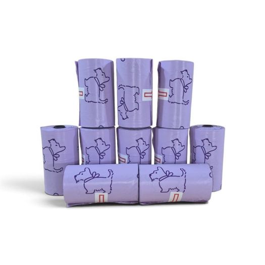 PE Perfumed Purple Dog Poo Bags - 10 x rolls - 15 bags per roll