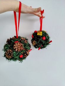 Set Of 2 Artificial Christmas Pine Balls