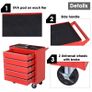 5 Drawer Roller Tool Cabinet Storage Box Workshop Chest Garage Wheeling Trolley w/ Handle - Red Image 3