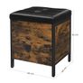Stool, Bedroom Bench with Storage, Upholstered Seat, Hall, Bedroom, Living Room, Steel Frame, Simple Assembly, Synthetic Leather, Industrial Style, Rustic Brown and Black Image 4