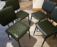 Cult furniture - green faux leather dining chairs