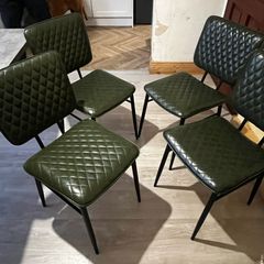 Cult furniture - green faux leather dining chairs