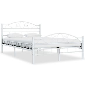 Bed Frame White Metal 120x200 cm