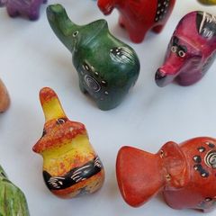 Kenyan carved and painted soapstone animals