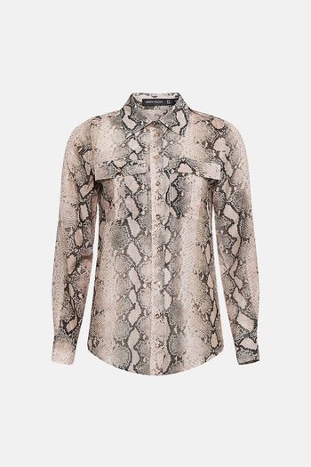 Karen Millen Silk Cotton Snake Print Shirt