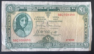 Ireland 17.8.50 1 Pound Lady Lavery Banknote