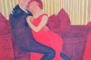 "Lovers on Sofa" Oil Painting by Leon De Sachy NCAD