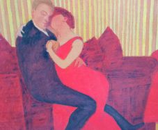 "Lovers on Sofa" Oil Painting by Leon De Sachy NCAD
