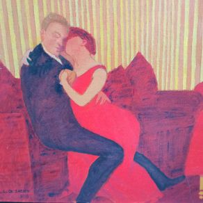"Lovers on Sofa" Oil Painting by Leon De Sachy NCAD