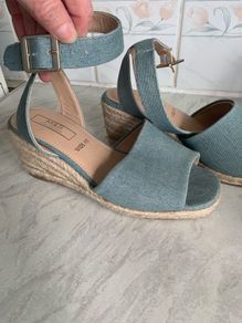 New, with tags Denim Wedge Sandals, Size 4
