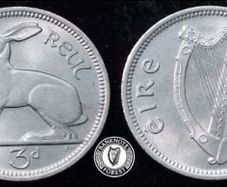 [#2533] - Ireland 1968 | Irish 3d | 3 Pence | Hare | KM.12a
