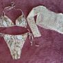 Cream bikini with matching beach top Image 2