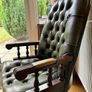 Mahogany Mountbatten swivel chair in classic green leather Image 2