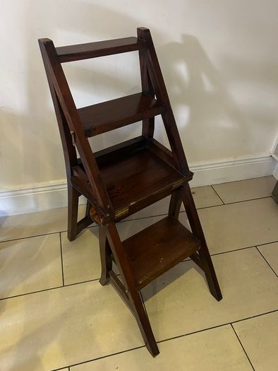 Wooden library chair and stepladder