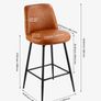 Bar Stool PU Leather Set of 3 Counter Height Swivel Stools, Modern PU Leather Counter Barstool with Backrest and Metal Legs, Armless Bar Chair Image 2