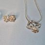 Rare Vintage Sterling Silver 4-Piece Rose Jewelry Set Image 2