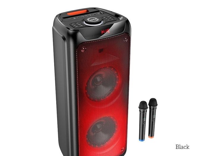Pure Deep Bass Boost Flame RGB Light BT Speaker With 2 Wireless Mic