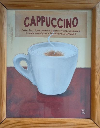 Pair Kitchen Prints Cappuccino Chianti Framed Coffee Wine Wall Art