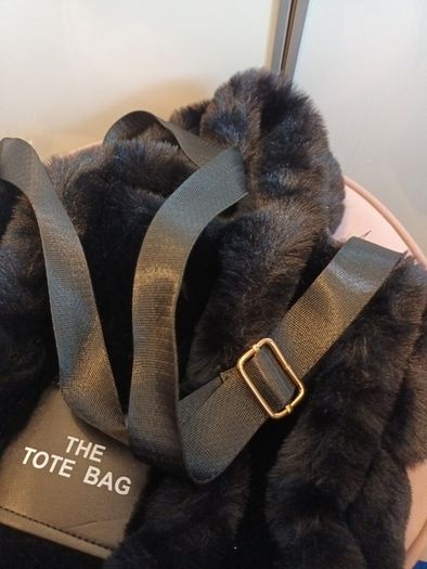 Black fur handbag