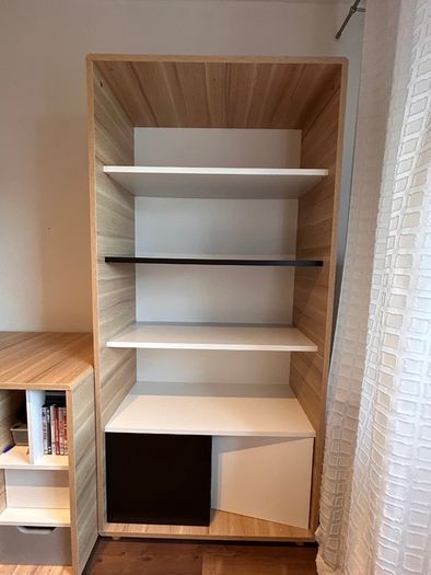 Wardrobe, bookshelf and desk