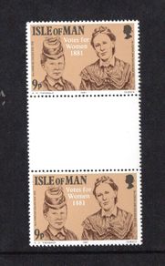 1981 Isle of Man Centenary of Manx Women's Suffrage / Votes for Women Commemorative Stamp Gutter Pairs Mint Never Hinged (MNH)