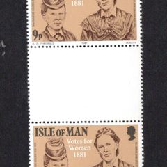 1981 Isle of Man Centenary of Manx Women's Suffrage / Votes for Women Commemorative Stamp Gutter Pairs Mint Never Hinged (MNH)