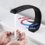 Bathroom Taps Black Basin Mixer Tap Single Lever Bathroom Sink Taps Matte Black Modern Basin Tap 1 Hole Brass, Mono Sink Faucet with Hot and Cold G1/2 Adaptor for Washroom, Cloakroom Image 5