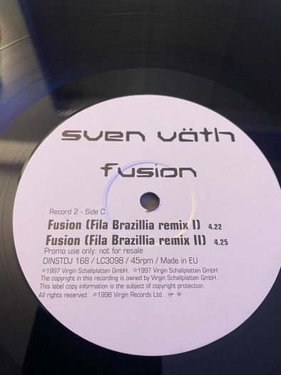 Sven Vath - Fusion / Scorpio's Movement - 2 x 12" Promo Single - Includes Fila Brazillia Mixes - 1998 Virgin Records