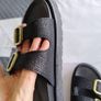 Women Buckle Decor Flatform Slidder Sandals Image 3