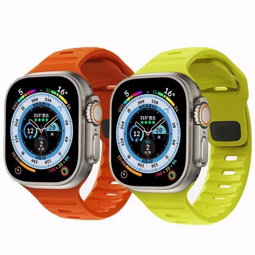 Soft Silicone Strap For Apple Watch Band Ultra 49mm 45mm 41mm 44mm 40mm Sport Watchband Iwatch Series 9 8 7 6 5 4 3 2 Bracelet
