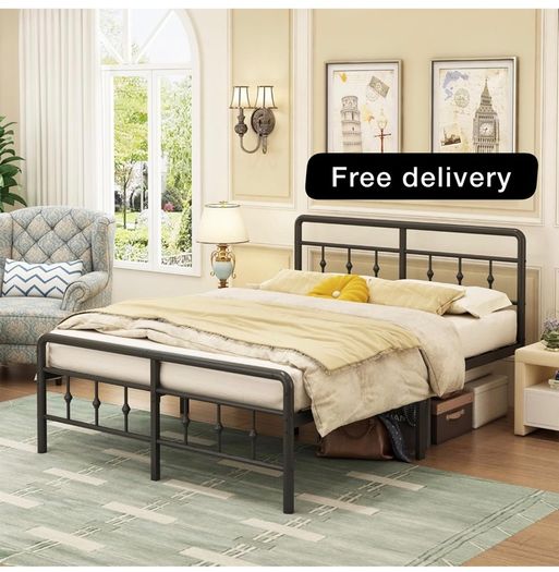 King Size Bed Frame with Victorian Headboard and Footboard