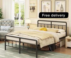 King Size Bed Frame with Victorian Headboard and Footboard