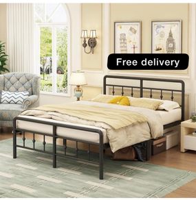 King Size Bed Frame with Victorian Headboard and Footboard