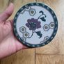 Set of 2 small ceramic coasters folk flowers NEW Image 3