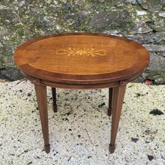Antique oval inlay occasional table
