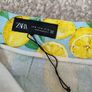 Zara blue & lemon high waisted mediums cotton linen mix Image 10