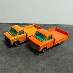 2 x Matchbox Ford Transit Flatbed vans