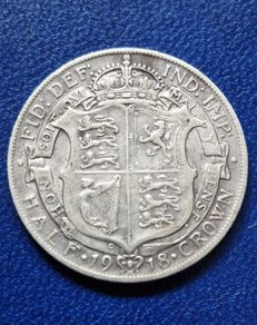 1918 United Kingdom Half Crown - George V 1st type silver coin