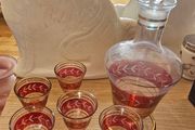 Bohemian Glass Decanter and Glasses