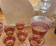 Bohemian Glass Decanter and Glasses
