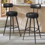 Set of 2 Bar Stools Ergonomic Backrest Faux Leather Image 6