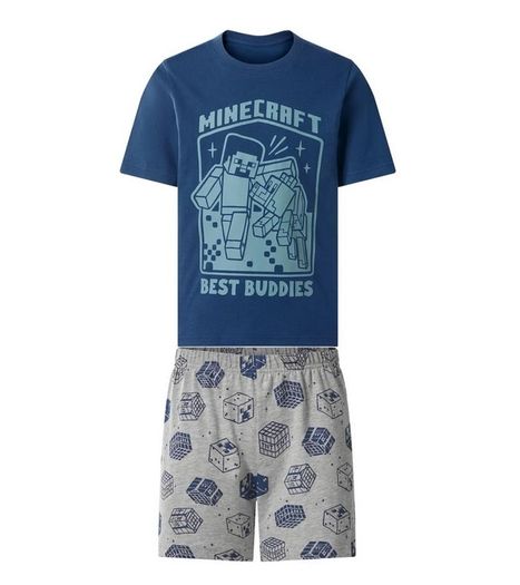 Minecraft 2026 Boys Pyjama Set 158/164 12-14 Years Blue/Grey Mojang