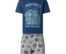 Minecraft 2026 Boys Pyjama Set 158/164 12-14 Years Blue/Grey Mojang