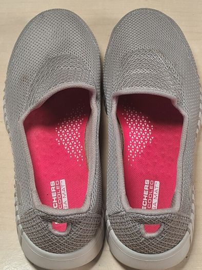 womens SKECHERS GO WALK Slip in trainers runners beige Size UK 4 EU 37