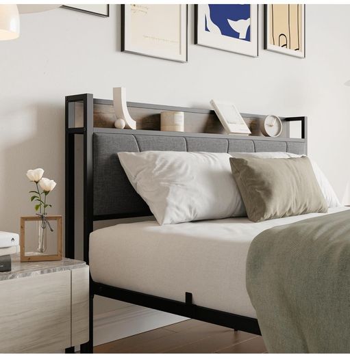 King Size Bed Frame with Wooden Storage