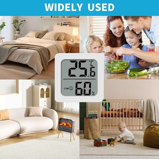 4PCS Room Thermometer, Digital Room Hygrometer Accurate Temperature Humidity Meter Gauge Monitor Indoor Humidity Meter Large LCD Display Celsius for House Greenhouse Baby Office Garden Cellar (White)