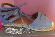 RIVER ISLAND Blue Suede Espadrilles Sandals 7 New