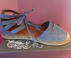 RIVER ISLAND Blue Suede Espadrilles Sandals 7 New